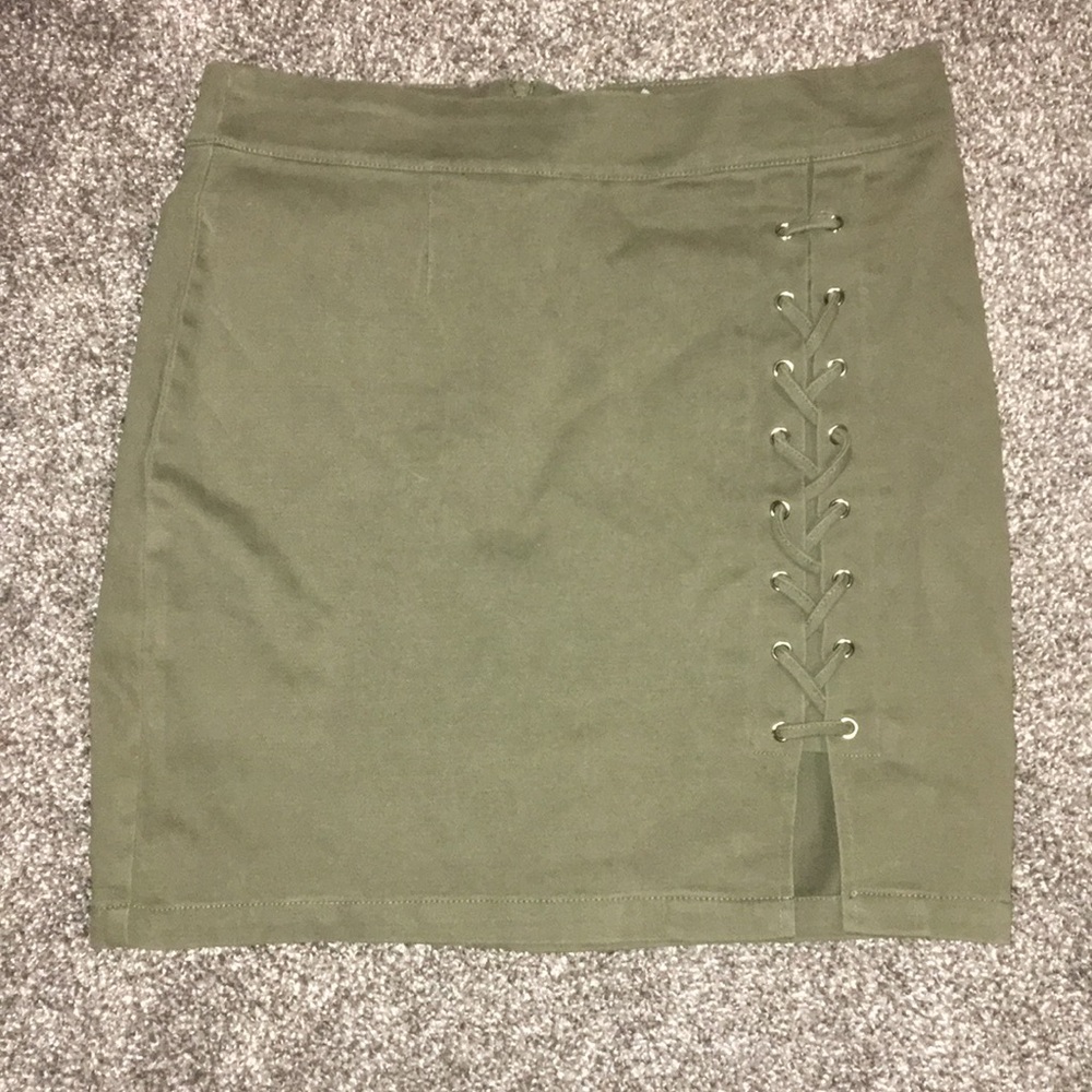 Army green skirt